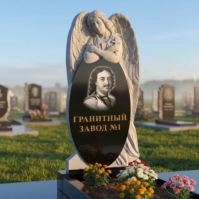 3085 Мемориальное надгробие ангел с овалом