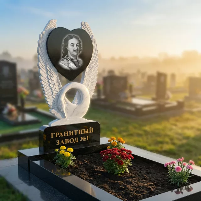 3014 Ритуальное надгробие лебедь с сердцем