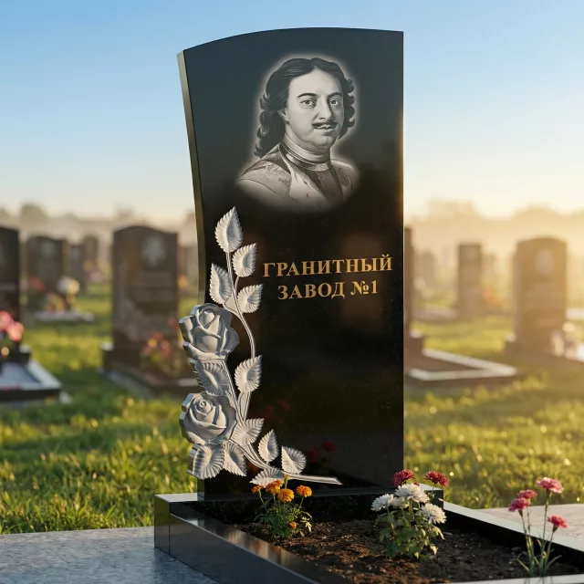 3061 Мемориальное надгробие скошенная с розами