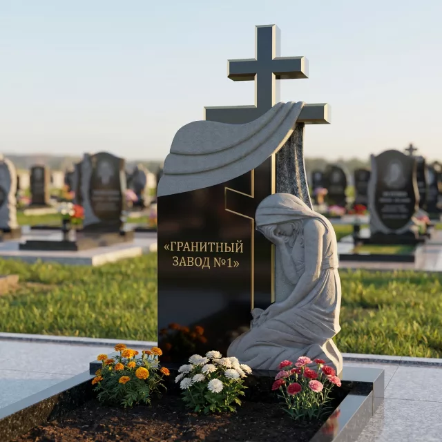 3218 Памятник резной ангел с крестом