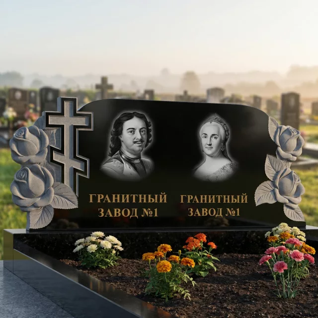3206 Памятник резной парная розы