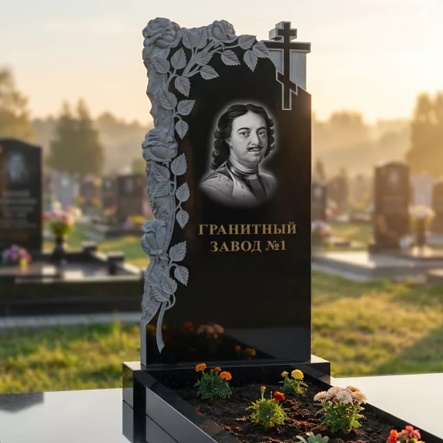 3150 Надгробие резное с крестом и розами