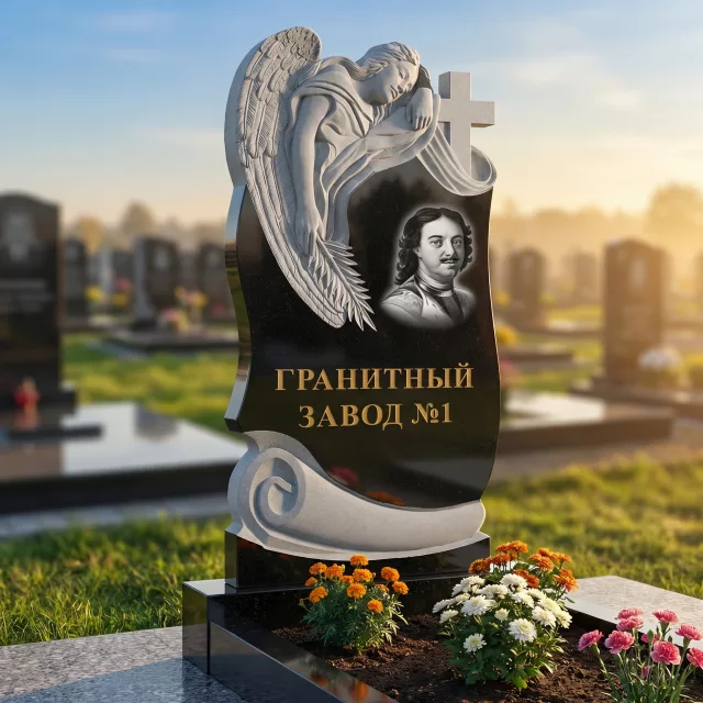 3076 Мемориальное надгробие ангел с крестом и свитком