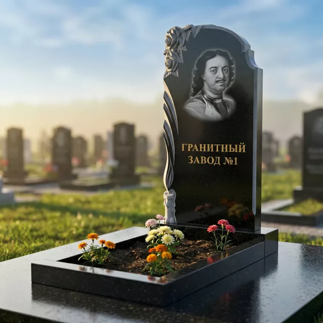 3057 Мемориальное надгробие со свечей и розами