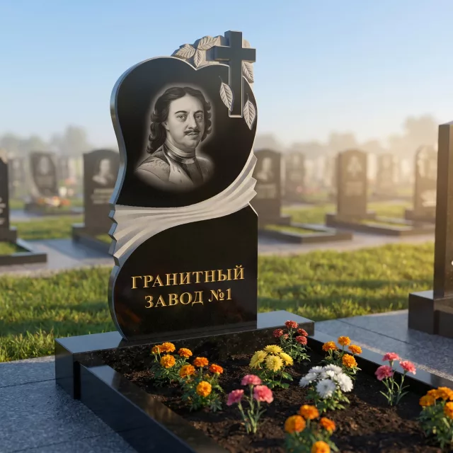 3074 Мемориальное надгробие с гармошкой и крестом