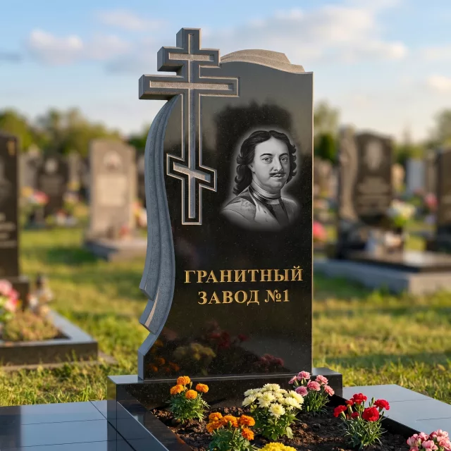 3130 Надгробие резное с крестом и плащеницей