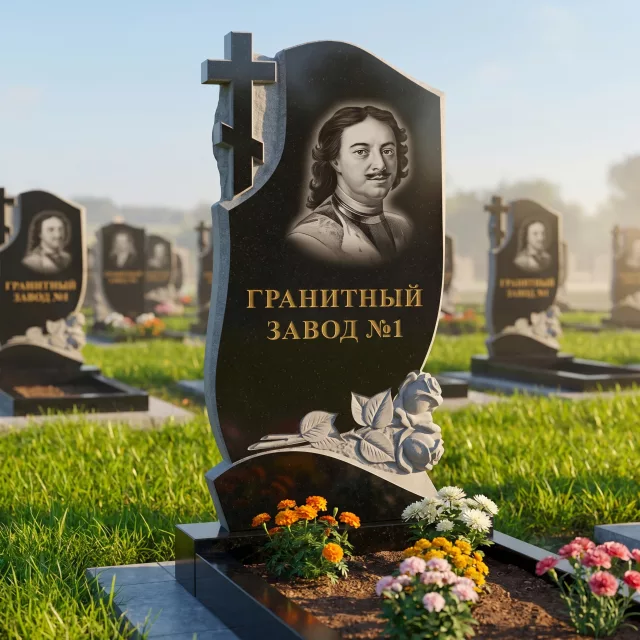 3105 Памятник резной крест с розами