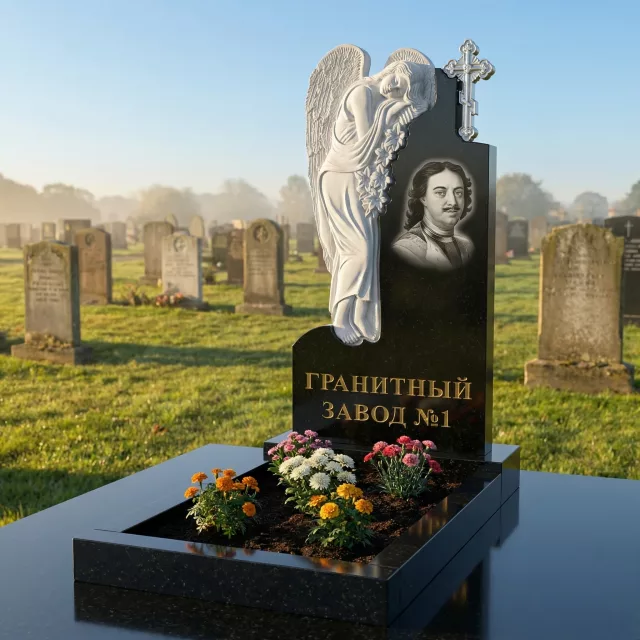 3034 Мемориальный памятник спящий ангел с крестом