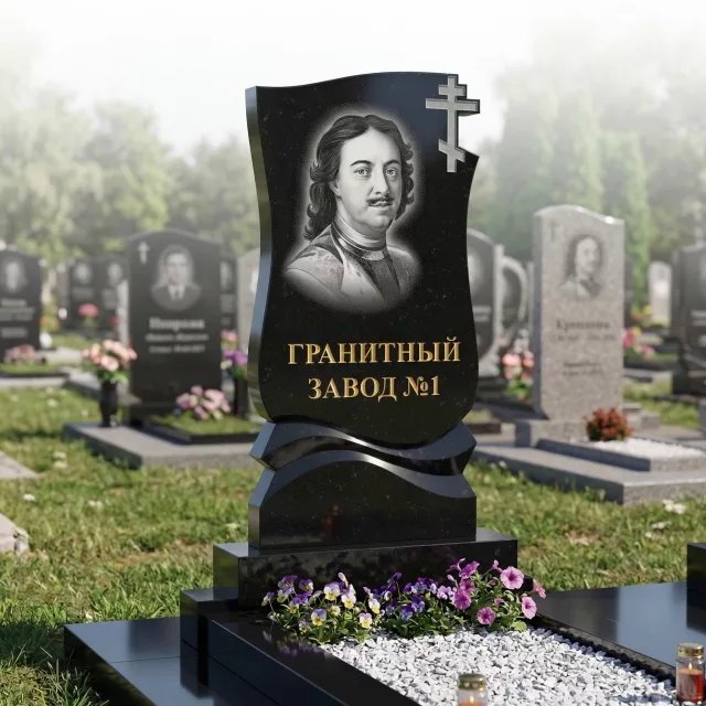 190 Памятник с полированной гармошкой и крестом