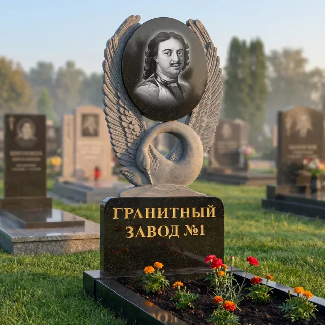 3133 Надгробие резное лебедь