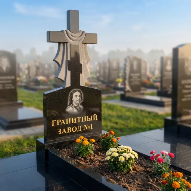 3132 Надгробие резное крест с плащеницей