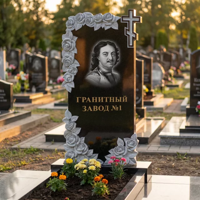 3151 Надгробие резное с крестом и розами