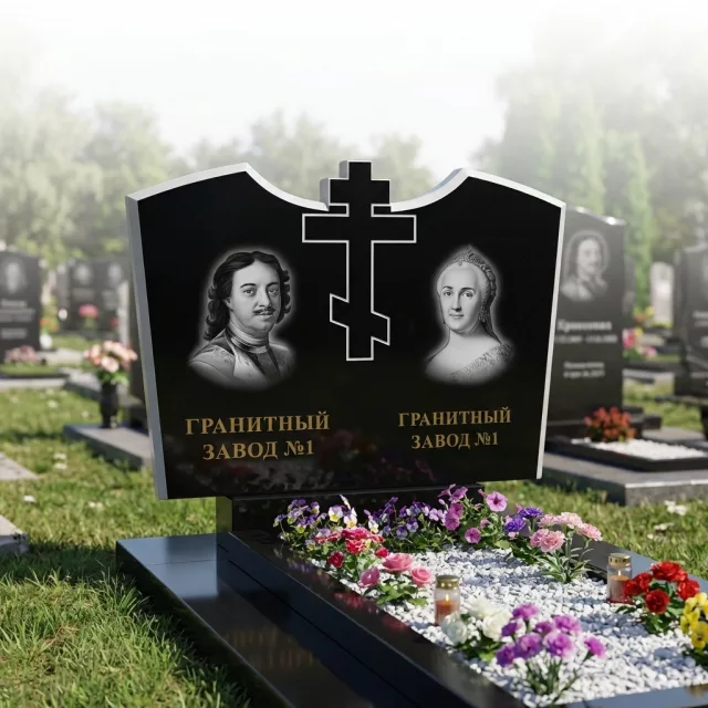 158 Памятник горизонтальный с крестом по центру