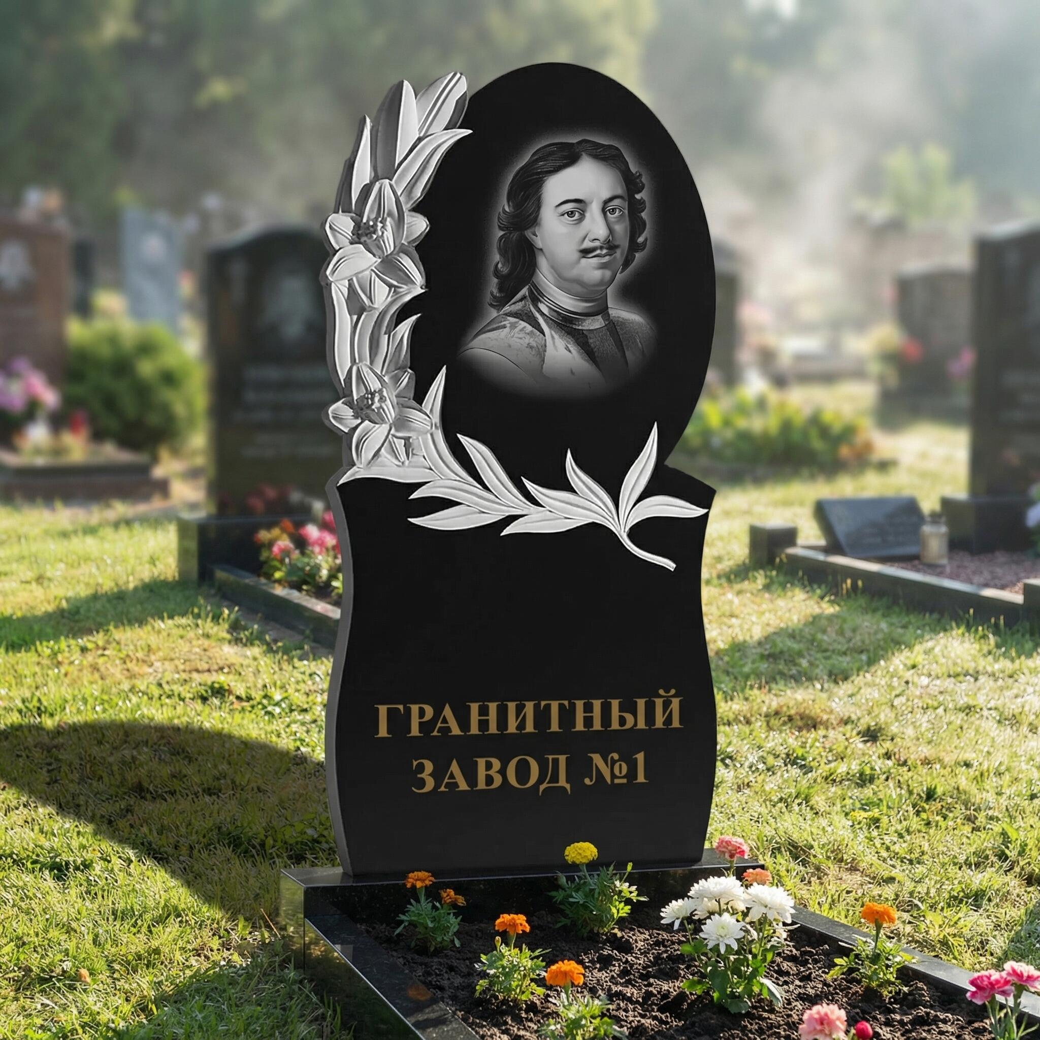 3004 Ритуальный памятник с цветами