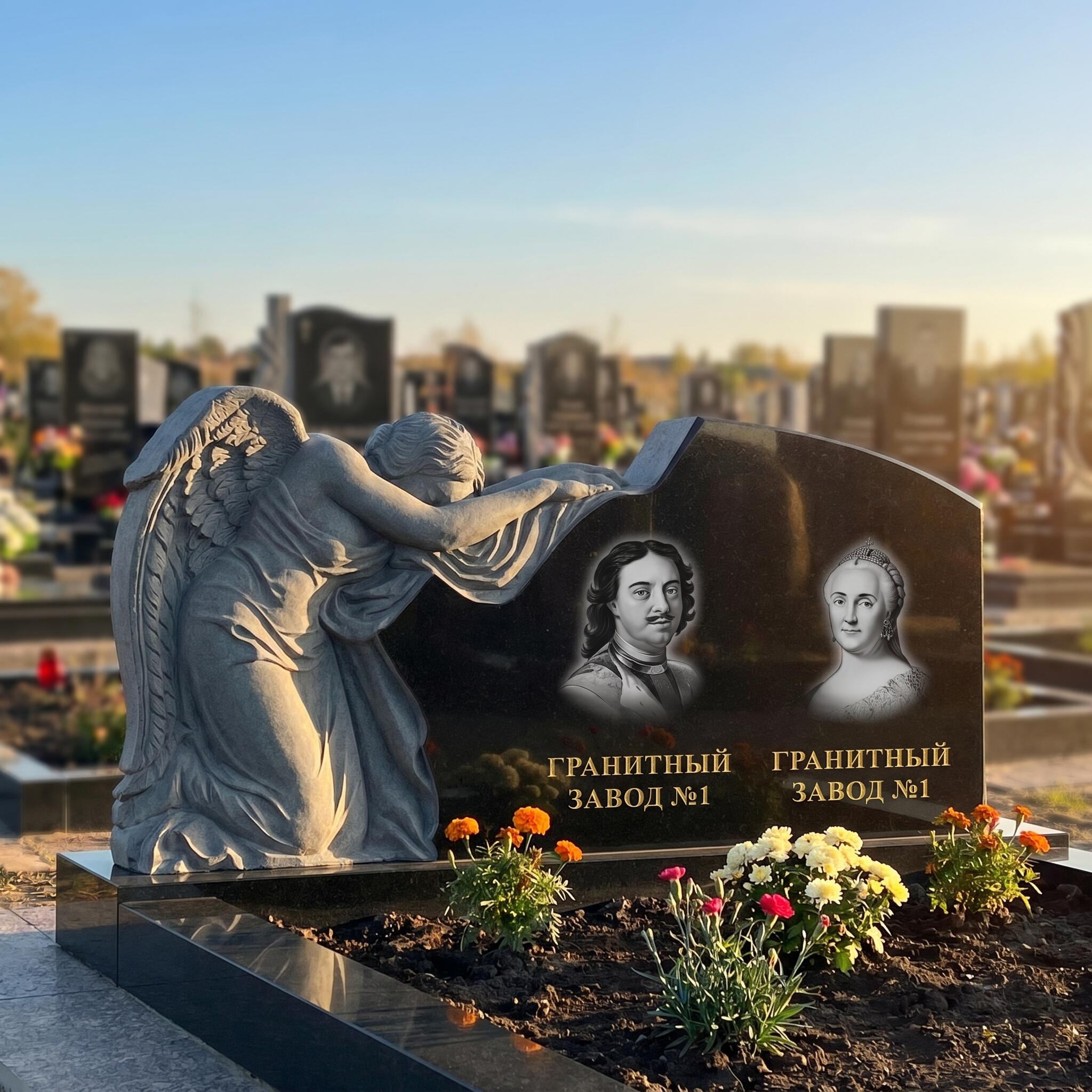 3208 Памятник резной с ангелом